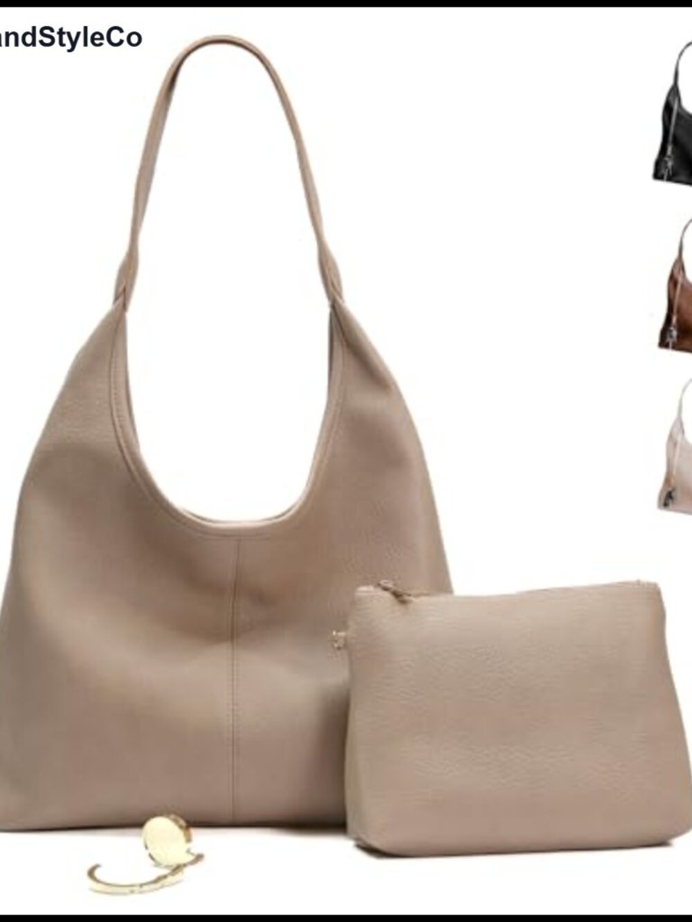 Vegan Leather Hobo Bag Women Slouchy Shoulder Purse Zippered